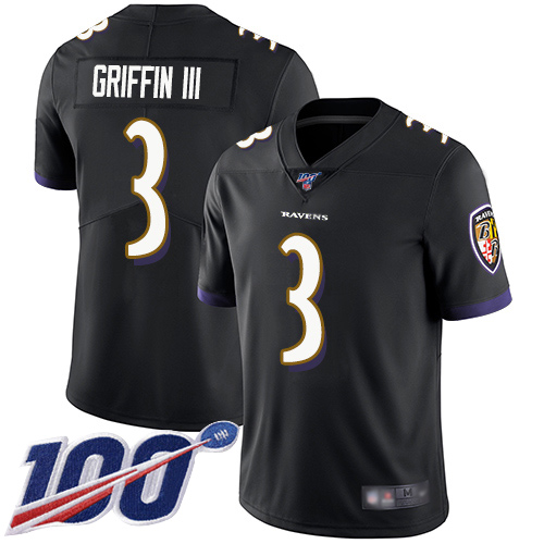 Baltimore Ravens Limited Black Men Robert Griffin III Alternate Jersey NFL Football #3 100th Season Vapor Untouchable->nfl t-shirts->Sports Accessory